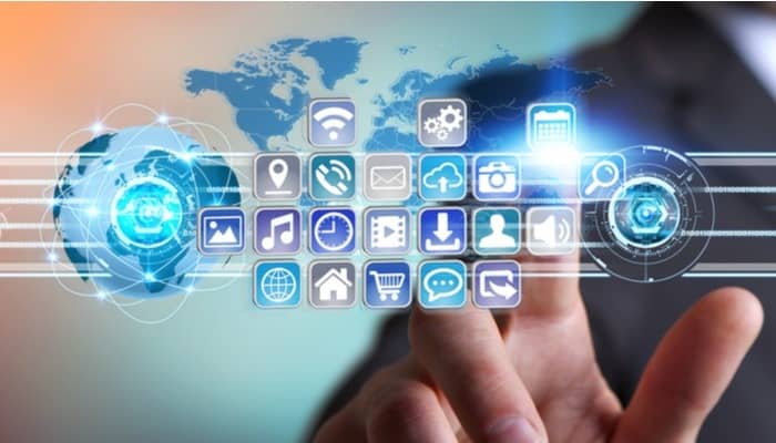 Futuristic digital icons representing technology, connectivity, and cybersecurity, emphasizing tech skills training from MyComputerCareer.