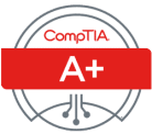CompTIA A+ certification badge with a red banner, symbolizing completed IT certification, representing IT training and career readiness.