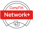 CompTIA Network+ certification badge for IT networking professionals, emphasizing skills in network troubleshooting, security, and infrastructure management.
