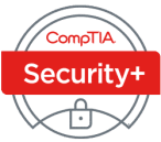 CompTIA Security+ certification badge showcasing cybersecurity expertise, security awareness, and IT security knowledge for careers in cybersecurity and information technology.
