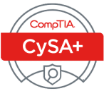 CompTIA CySA+ cybersecurity certification badge, emphasizing IT security skills and professional credentialing for cybersecurity analysts.