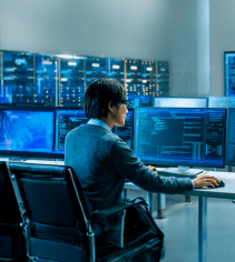 Cybersecurity training at MyComputerCareer in a modern technical classroom setting.