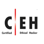 Certified Ethical Hacker logo for cybersecurity training and certification programs.